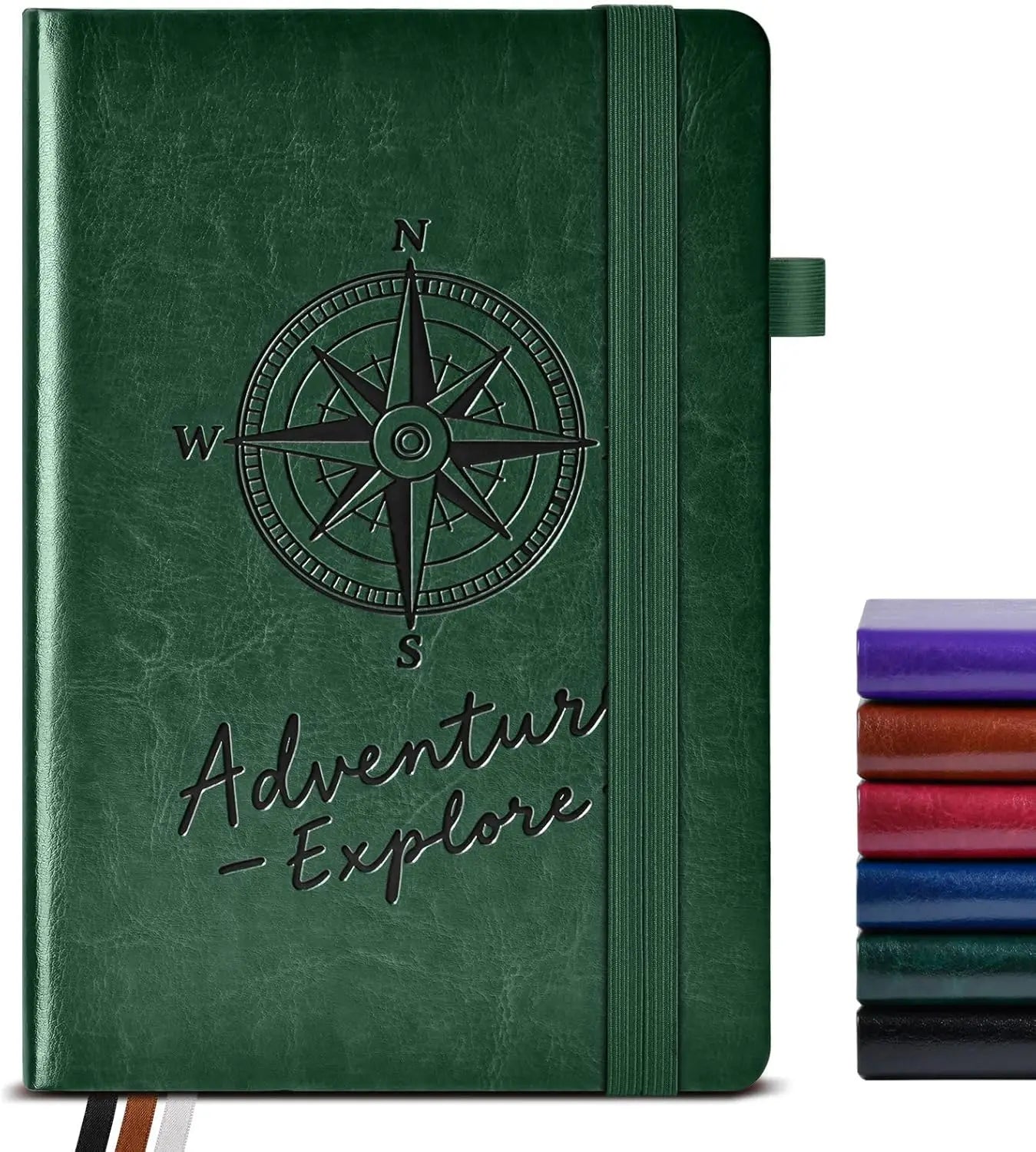 A5 Hardcover Blank Journal, 160 Pages for Drawing, Writing, Travel - Unlined Notebook with Elastic Closure (Green)