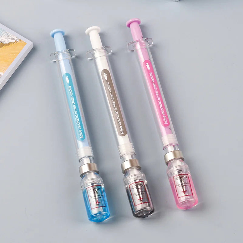 6Pcs Novelty Syringe Peculiar Shape Cute Stationery School Office Stationery Gel Pen