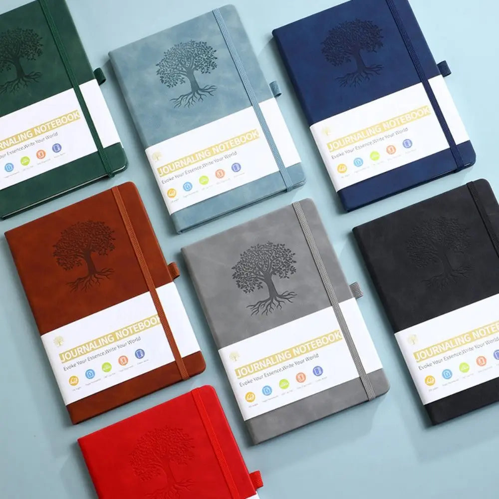 Simple Journal Notebook with Elastic Strap PU Leather A5 Pocket Notepad Solid Color Soft Cover Writing Notebook Office Supplies