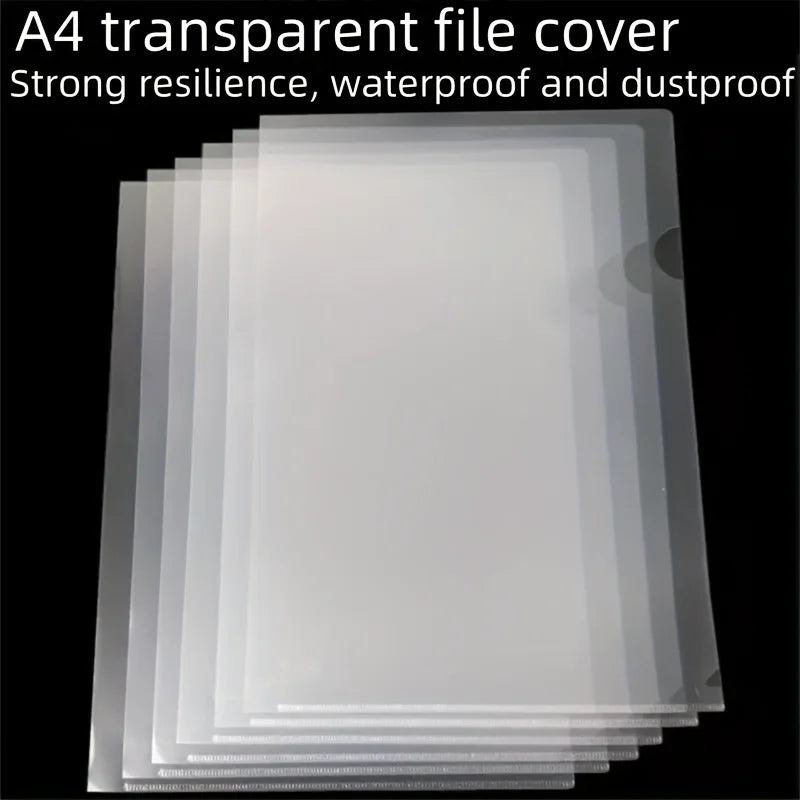 Transparent L-Shaped File Folders - Waterproof and Durable PP Document Bags for Office Organization and Reusable 10pcs A4