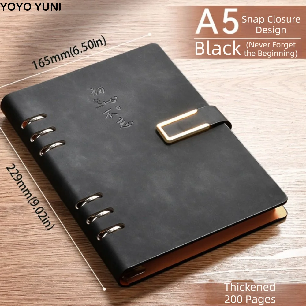 Makeasy Detachable Metal Clip A5 Notebook 200 Pages 100 Sheets Refillable Notebook Leather Cover Hardcover Retro Notebook Study