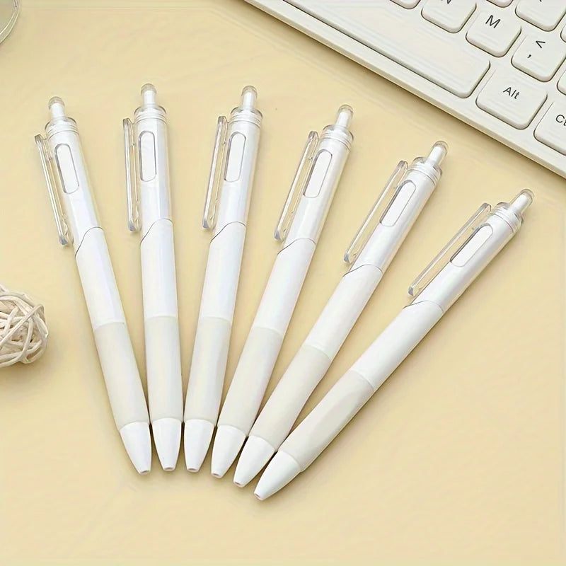 5pcs Retractable Gel Black Ink Rollerball Pens Office White Pen, Back To School, School Supplies, Kawaii Stationery,Writing Pens